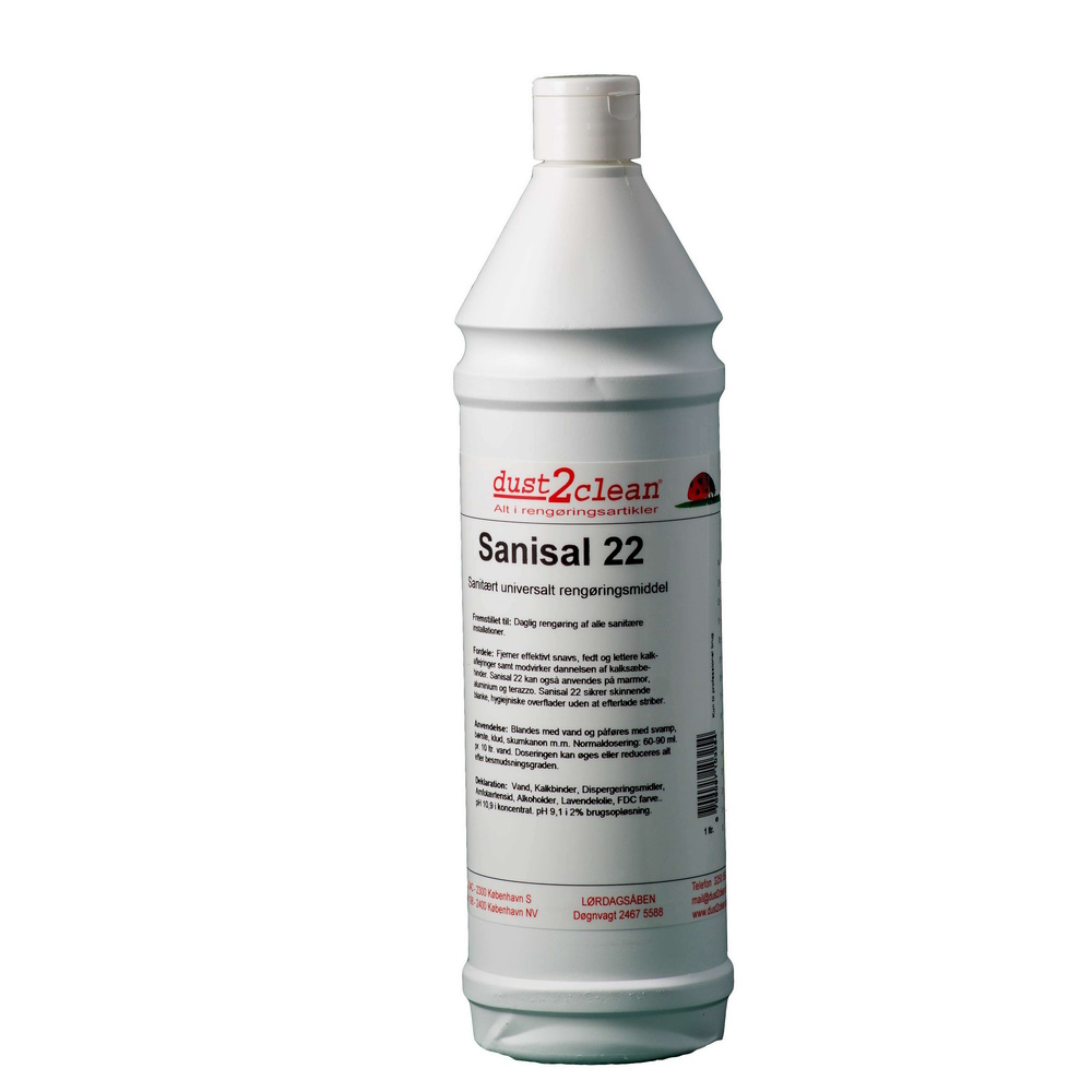 Sanisal 22 til rengøring af sanitære overflader. Rengøring på toilet og badeværelse