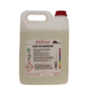 Stærkt surt, kalkfjernende skumrengøringsmiddel kaldet Sur Skumrens. Det anvendes i fødevarevirksomheder, storkøkkener mv.